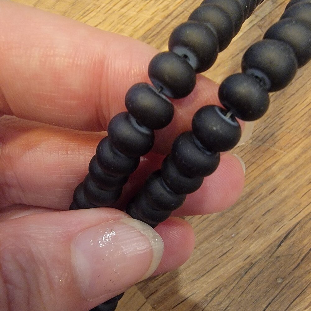 Jet Matte Glass Small Rondelle Round Beads 14 inch/35CM Strand Blue Moon Beads